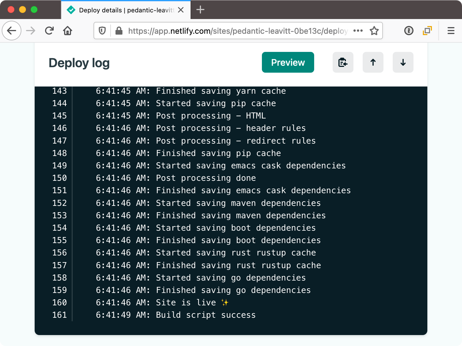 Netlify site is live