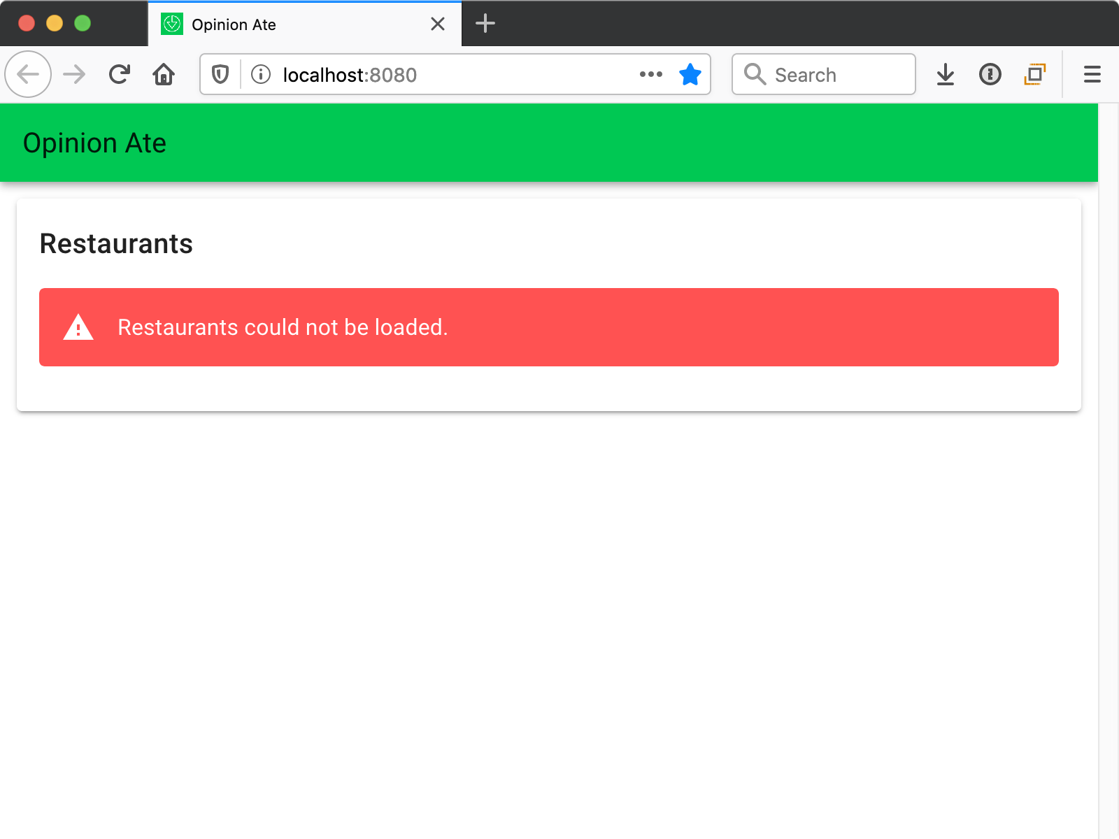Loading error message