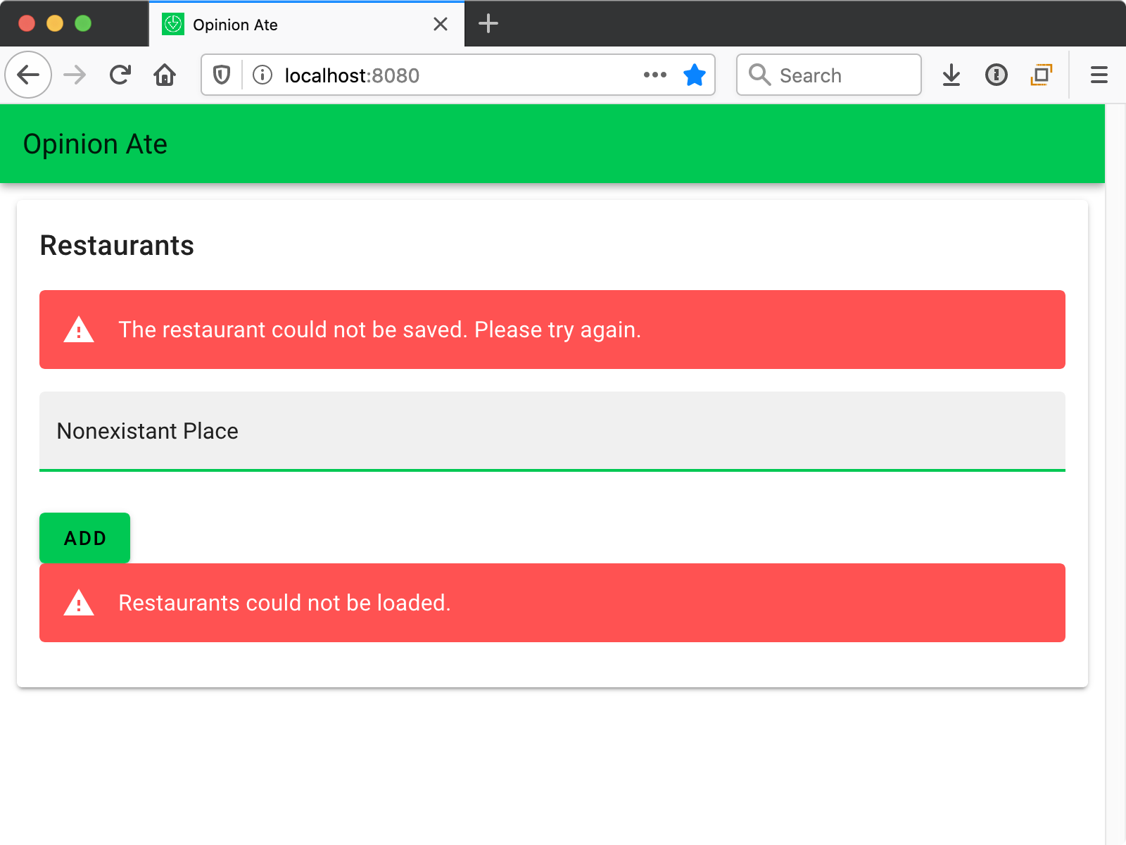 Server error message