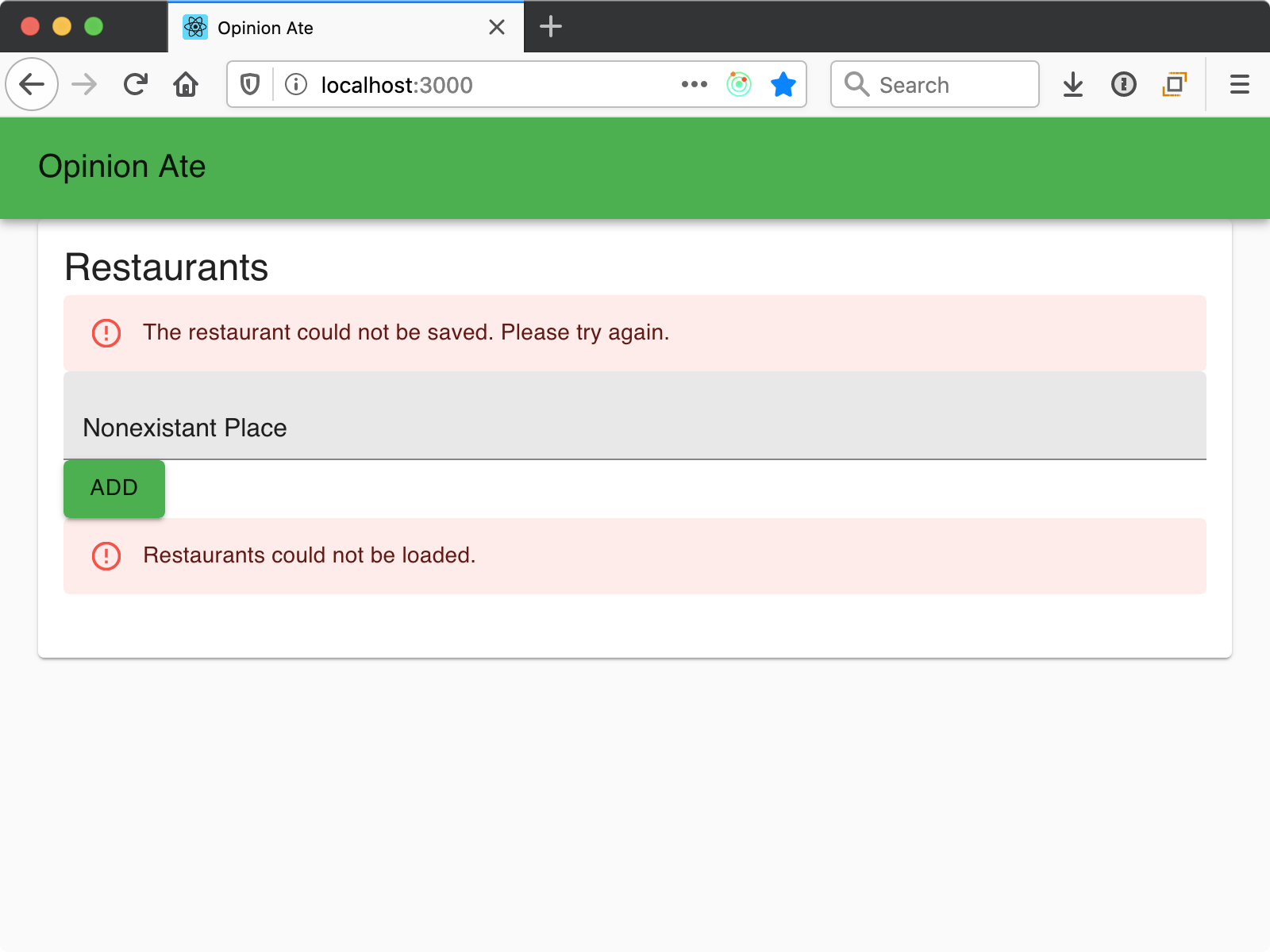 Server error message